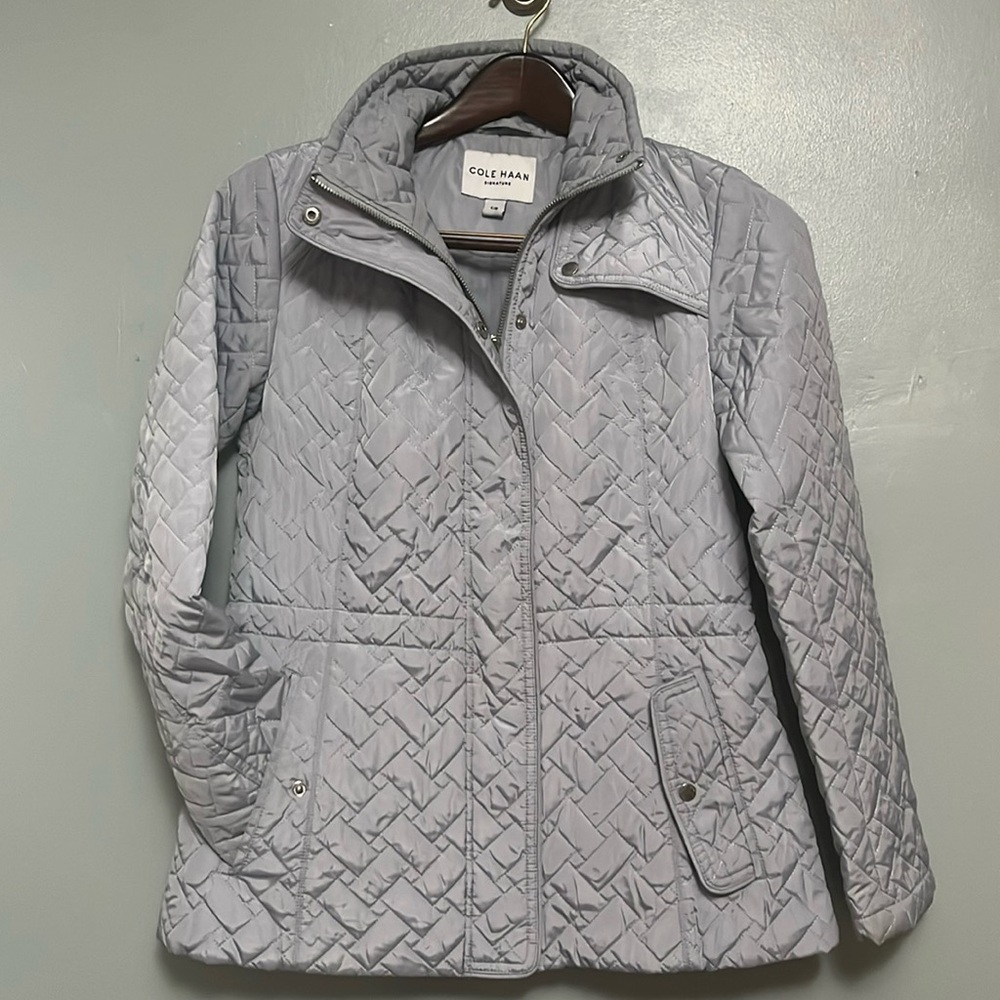 COLE HAAN Signature Quilted Silver Sky Women's Jacket